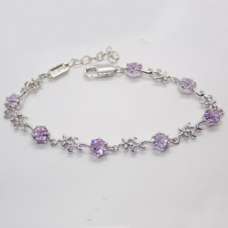 【比法一生】純銀手鍊—紫嬌花 925銀手工飾品