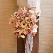 【竒植花物】復古浪漫粉永生乾燥捧花 求婚花束 情人節 新娘捧花