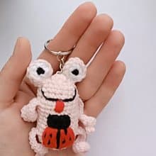 青蛙粉紅色鑰匙圈帶刺繡鑰匙包青蛙女孩禮物
