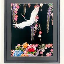色打掛からつくるアートパネル　vintage 刺繍着物 和モダン 和風インテリア プレゼント 鶴 結婚祝 新築祝 長寿祝 縁起物 額装インテリア　2