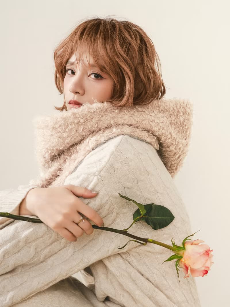 AMBER 系列 - 柔映 * 粉霧色 混織毛料 圍巾 連帽圍巾