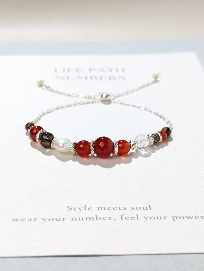 生命靈數1號 開運手鍊 | 紅瑪瑙×天然石 | 紅色能量與領導象徵