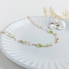 橄欖石 + 赫基蒙鑽 + 小金環 x 14KGF手鍊