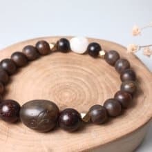 珠串設計手鍊 臺灣年糕玉+白玉髓+紫檀+木化玉/霧面