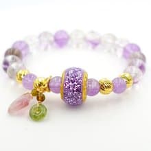 寶麗金珠寶-紫色琉璃珠黃金造型手鍊