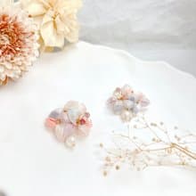 【真絲布花】草莓晶珍珠真絲細工布花 耳針耳夾耳環