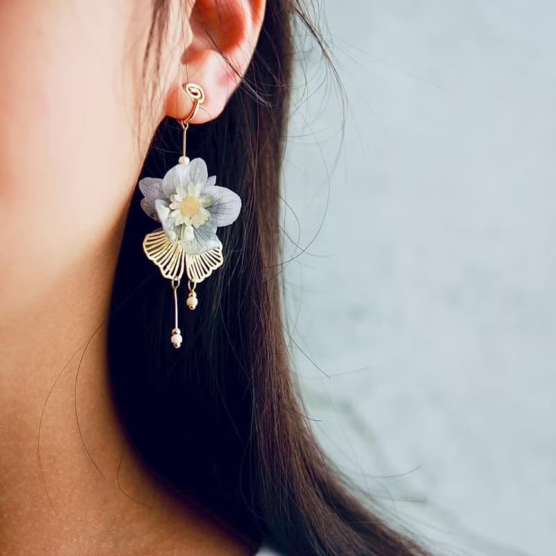 無痛耳夾/真花耳環