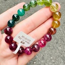 精品天然濃色大珠碧璽10mm31.26g經典色系帶湖水藍碧漸層粉色碧璽