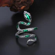 Enamel Green Snake Rings for Women Wide Exaggerated Rings 925 Sterling Silver