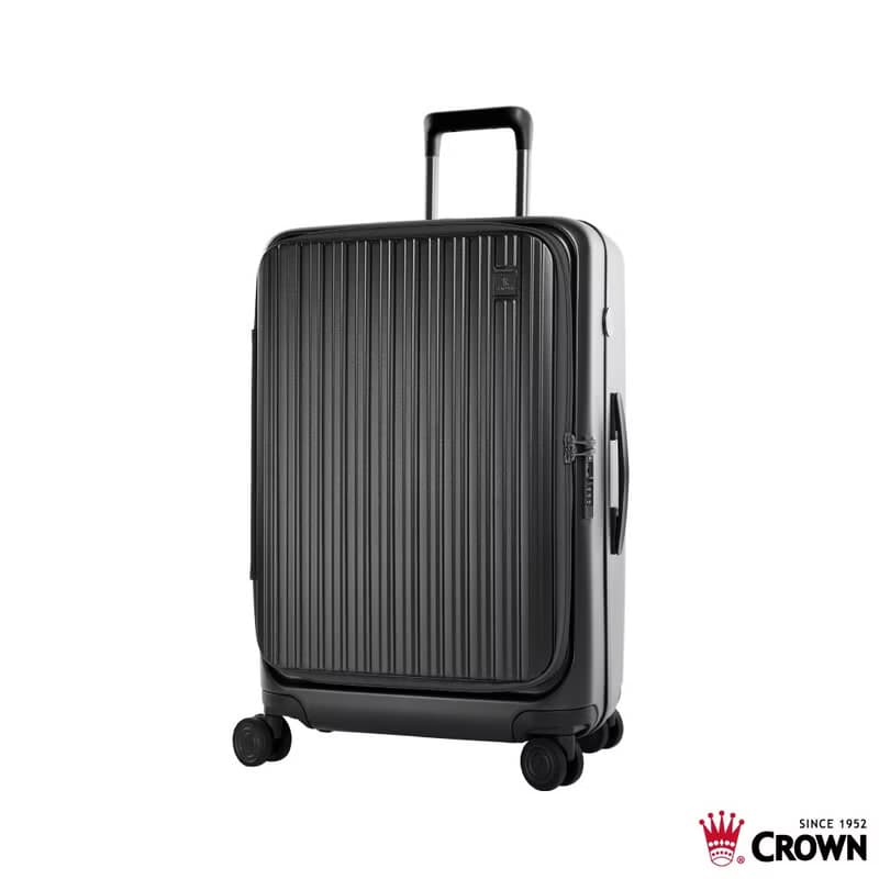 【CROWN】26吋 BOXY 前開框架拉桿箱 託運箱  鐵灰色