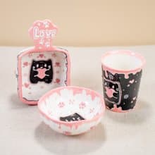 Party Cat Ceramic Kitchenware Collection: Pink Rind Dish/Jewelry Dish/Snack Bowl