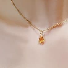 | 誕生石系列 | 11月黃水晶925銀/14K包金項鍊 雙面戴 情人節禮物