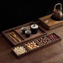 茶盤6件套  黑胡桃木托盤  經典茶具