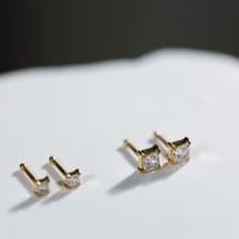 Luminous 單鑽鋯石養耳棒 316醫療鋼鍍18k金ㄤ 爪鑲鋯石耳環