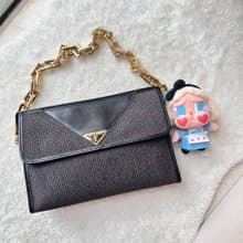 【日本中古】Vintage YSL 信封手拿包 安裝扣長金鏈附