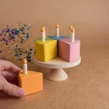 Wooden Toy Birthday Cake with Candles for Montessori Children's Educational Toy