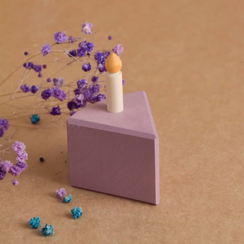 Wooden Toy Birthday Cake with Candles for Montessori Children's Educational Toy