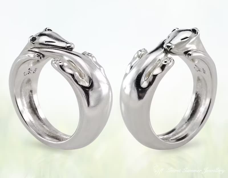 手工925純銀【雪貂戒指Ferret ring】睡夢中的小惡魔