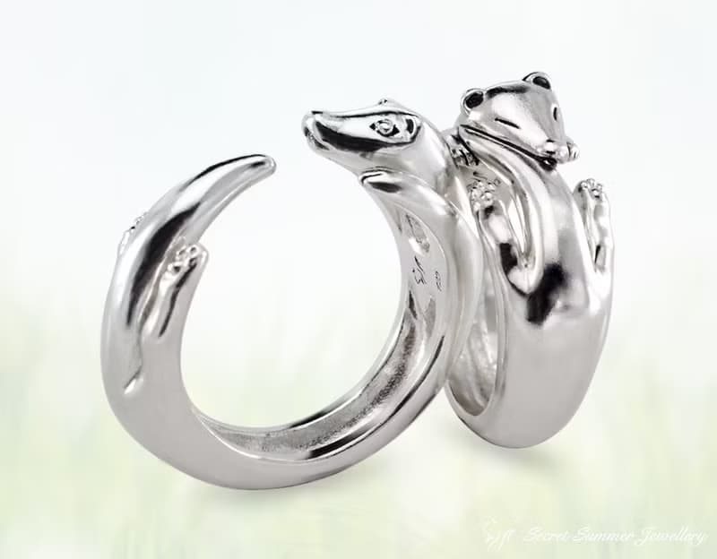 手工925純銀【雪貂戒指Ferret ring】睡夢中的小惡魔
