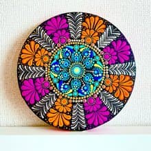 ドットマンダラ　花火 No.11 オレンジ　ピンク　20cm