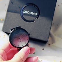 【PICONO】A week 系列 渲染簡約黑色真皮錶帶手錶 / AW-7604