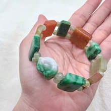 天然翡翠A老騰沖醒獅手牌手串/黃翡紅翡/手圍可調整/老料