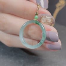 冰種飄花翡翠平安環項鍊 | 天然A貨翡翠 | 送禮