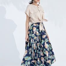 仲夏時分亞麻綁帶襯衫(米卡其)