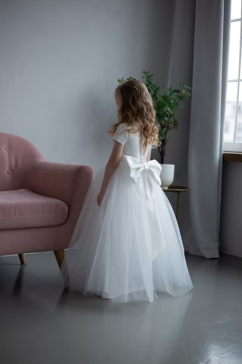 用於婚禮 生日 音樂會和其他慶祝活動的緞面花童禮服