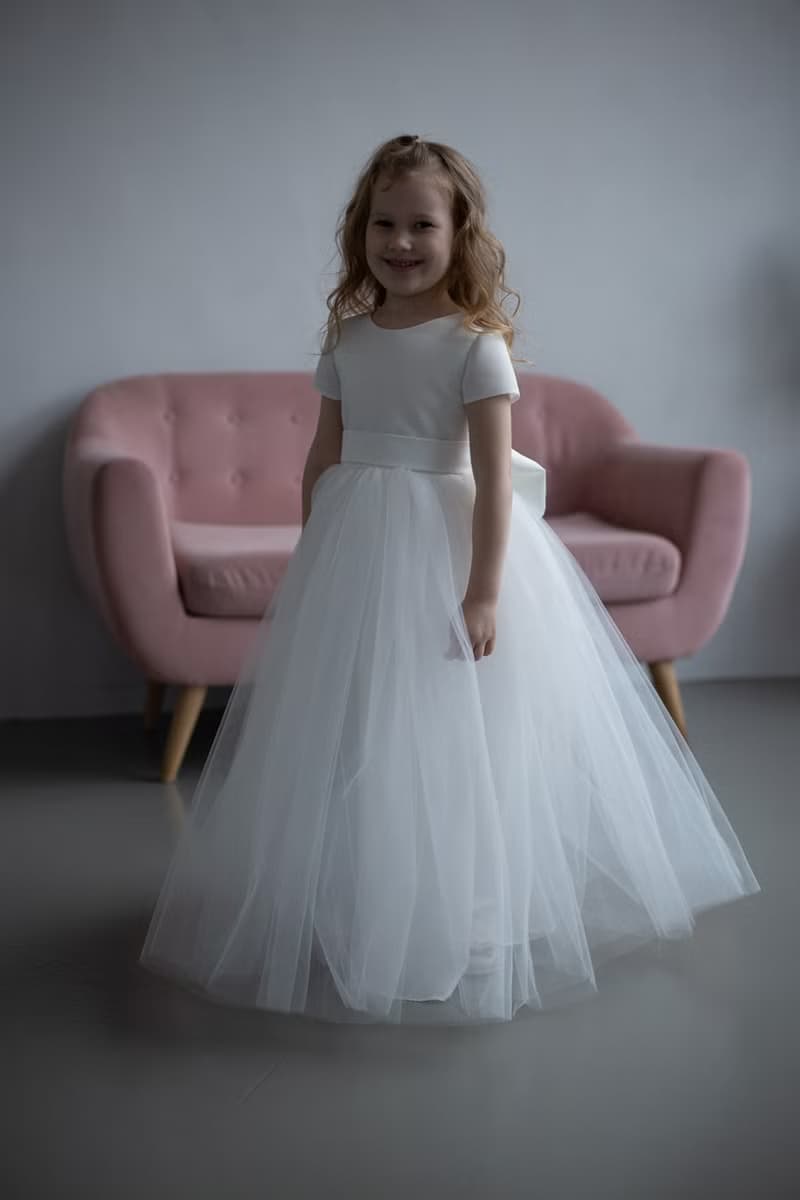 用於婚禮 生日 音樂會和其他慶祝活動的緞面花童禮服