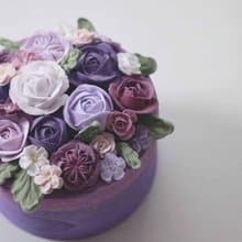 午夜的森林。裱花小木盒。溫婉堇紫滿花款