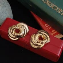 vintage jewelry  古董夾式耳環  金色雲海
