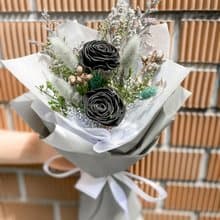 畢業花束/綠色黑色/乾燥花