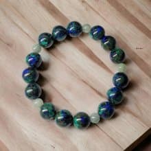 藍銅礦藍綠晶簡約設計款手串