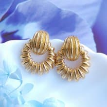 Vintage Jewelry 西洋古董飾品 MONET 復古 簡約 金色調 針式耳環