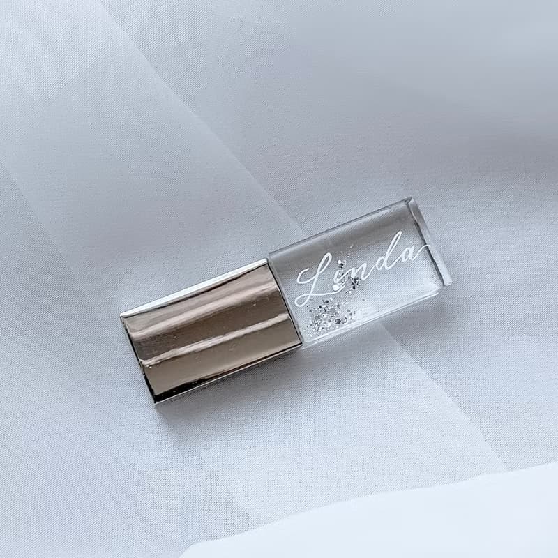 透明 閃鑽個人化 隨身碟 USB 64GB (銀)