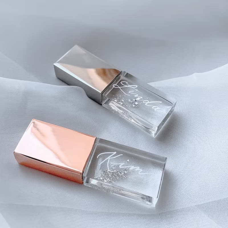透明 閃鑽個人化 隨身碟 USB 64GB (銀)