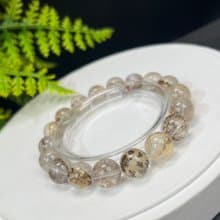 高品質天然膠花小樹水晶手串11mm冰透軟錳礦手錬異象半盆發財樹