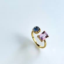 Amethyst and Tanzanite Adjustable Ring【gift box】