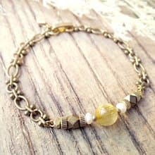 VIIART。十二宫-天蠍。鈦晶珍珠黃銅手鍊