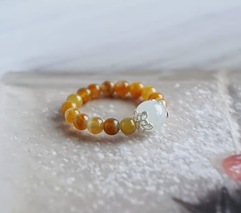 曙光 // 天然翡翠 黃翡、白翡 925銀配飾 戒指