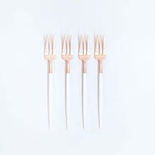 葡萄牙Cutipol GOA系列白玫瑰金17cm點心水果叉四件組