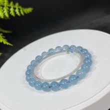 冰透海藍寶手串 8.5mm 藍色寶石素串手鏈 水晶手環 水晶手珠 療愈