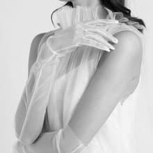 Plain long mesh gloves (off-white)