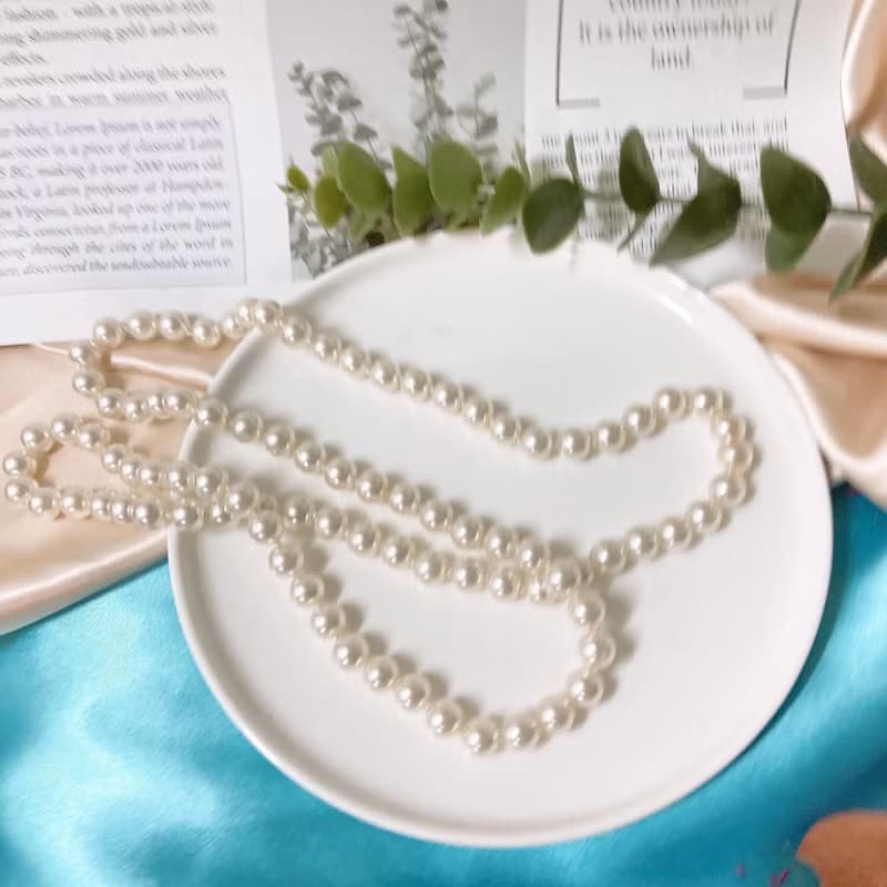 【西洋古董飾品】美國優雅氣質珍珠感串鏈條 長項鍊