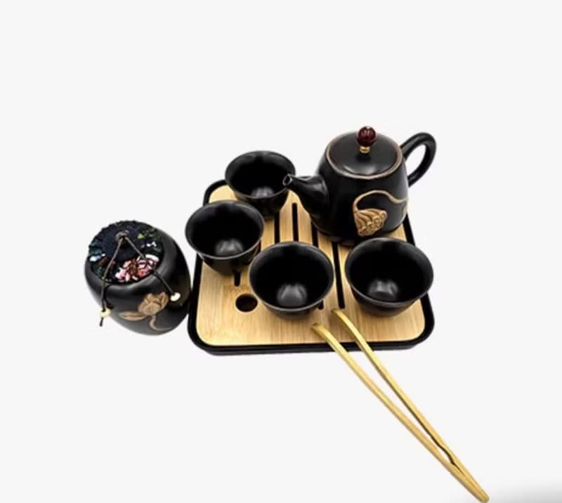 日式黑陶茶具套裝