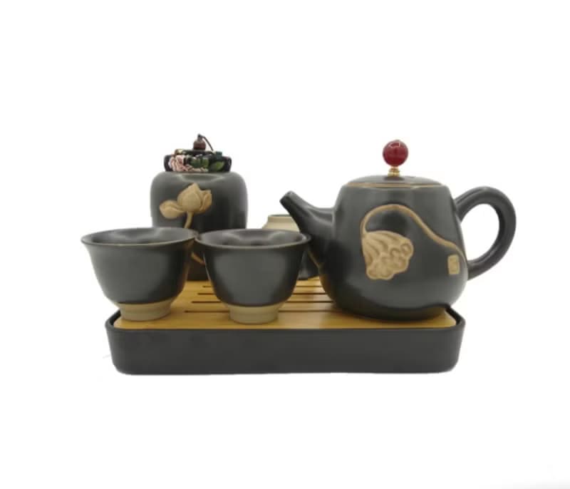 日式黑陶茶具套裝