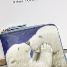 【L型短夾】熊 L型拉鍊短夾 輕薄 零錢包 皮包 錢包