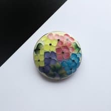 ブーケ 透 七宝焼のブローチ 純銀張有線七宝