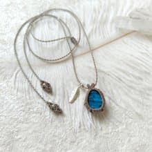 風格原礦。拉長石。南美巴西蠟線編織項鍊